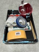 Full lot of painting supplies inside tray