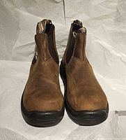 Front view of both brown Blundstone safety boots