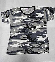 Front view of camouflage t-shirt
