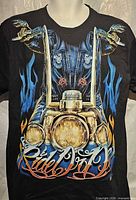 Front view showing motorcycle graphic and Ride or Die script