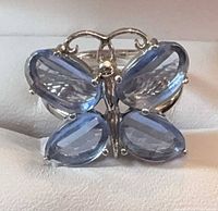 Front view showing butterfly shape and four blue stones