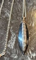 Orthoceras fossil pendant on chain close-up
