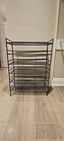 Full front view of 6-tier metal shoe rack