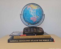 Overall view of globe on atlases