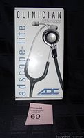 Front view of boxed ADC Clinician Stethoscope