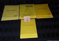 Four Heathkit manuals laid out on dark surface