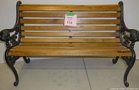 Front view of miniature bench showing full width and slat arrangement