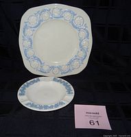 Plate and ashtray frontal view showing design and size relation