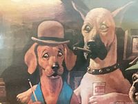 Close-up of two dogs from the artwork showing detail and colours