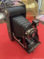 Front three-quarter view of Agfa PB20 Readyset camera with bellows extended