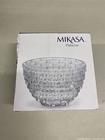 Retail box showing Mikasa Palazzo crystal bowl image and branding