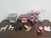 Group shot of all ten assorted ornaments on tabletop