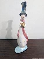 front view of ceramic snowman figurine