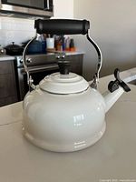 Full left profile of kettle on countertop