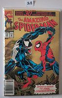 Front view of The Amazing Spider-Man #375 gold foil cover comic in bag