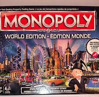 Front of sealed Monopoly Here & Now World Edition game box