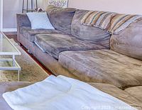 Closer view of seat and back cushions showing wear