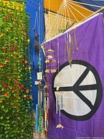 Overview of all hanging mobiles and wind chimes on display