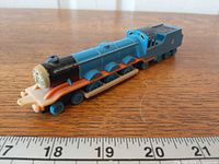 Left side profile of Gordon diecast engine with ruler for scale