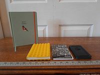 All four notebooks lined up to show size comparison and covers