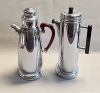 Front view of both chrome cocktail shakers