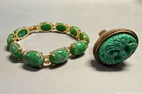 Bracelet and ring front view showing stones and metal