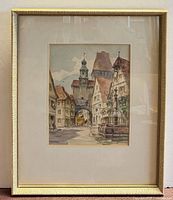 Framed watercolor painting front view
