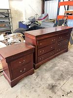 Dresser and night stand side by side showing overall style and finish