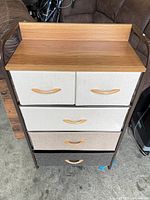 Front view of 5-drawer fabric storage chest