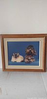 Front view of framed cat and dog photograph