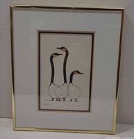 Full view of framed print showing gold-tone frame and double mat