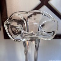 Top view of ruffled rim and clear glass thickness