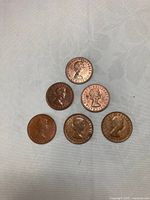 Six coins obverse side showing Queen Elizabeth II