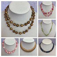 All six necklaces displayed together in collage layout