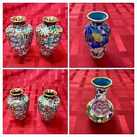 Group view of two large and two small cloisonné vases