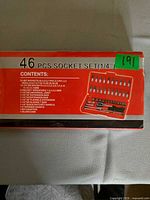 Box front showing 46-piece socket set label