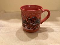 Front view of red Christmas market mug