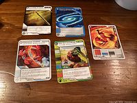 Five Lego Ninjago trading cards, fronts visible
