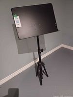 Full view of stand extended showing plate and tripod base