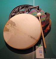 Drum head, mallet and Terre carry bag overview