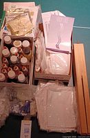 Overall lot with inks, liners, fabric packs, stretcher bars