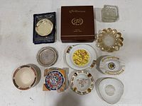 Overview of all ashtrays and cigar box
