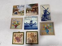 All eight wall art pieces laid out for overview