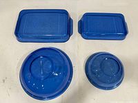 top view of all four cobalt blue glass pieces