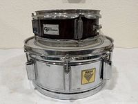 Yamaha Power V steel snare stacked beneath Groove Percussion wood snare