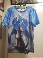 Front view showing wolf graphic and overall color scheme