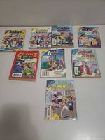 Eight Archie digest and double digest comics laid flat