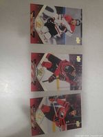 Fronts of three Team Canada Upper Deck Tim Hortons hockey cards