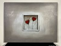 Full view of framed mixed media artwork