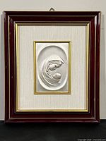 Full framed artwork showing size and burgundy frame